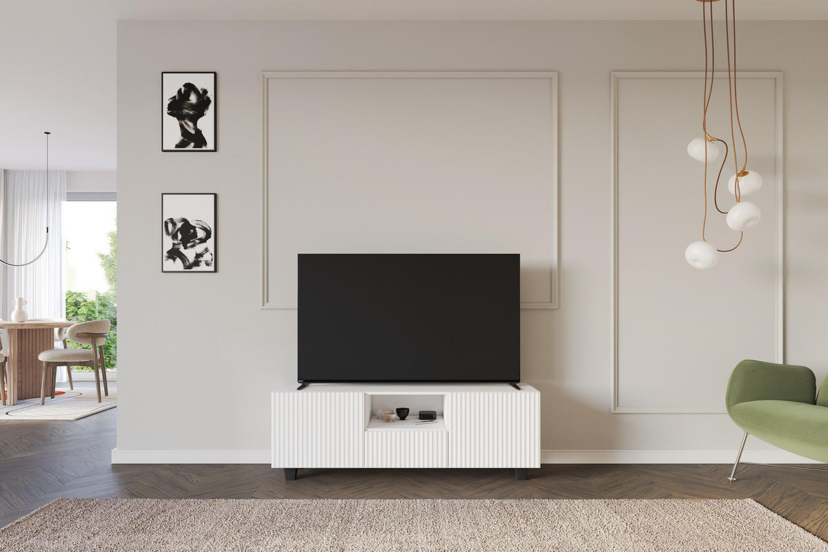 LOWBOARD NOA-2-S 140x50x41 cm - Weiß - Schwarz/Weiß, Holzwerkstoff (140/50/41cm) - ALTDECOR