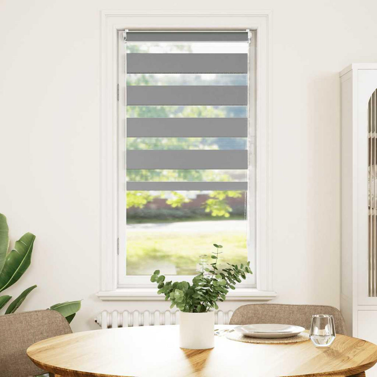 DOPPELROLLO 80,9/150 cm Stoffbreite 76,7 cm aus Polyester Grau - Grau, Textil (80/150cm) - vidaXL