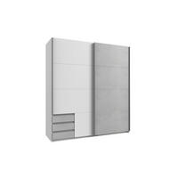 KLEIDERSCHRANK Emden in Weiß mit Beton - Schwebetürenschrank Breite 179 cm ohne Spiegel - Weiß, Holzwerkstoff (179/198/65cm)