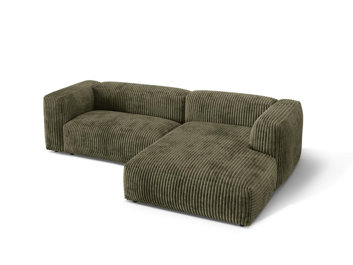 ECKSOFA modular rechts Martina aus Cord moosgrün 2 Sitzplätze - Salbeigrün, Textil (176/283cm) - Micadoni