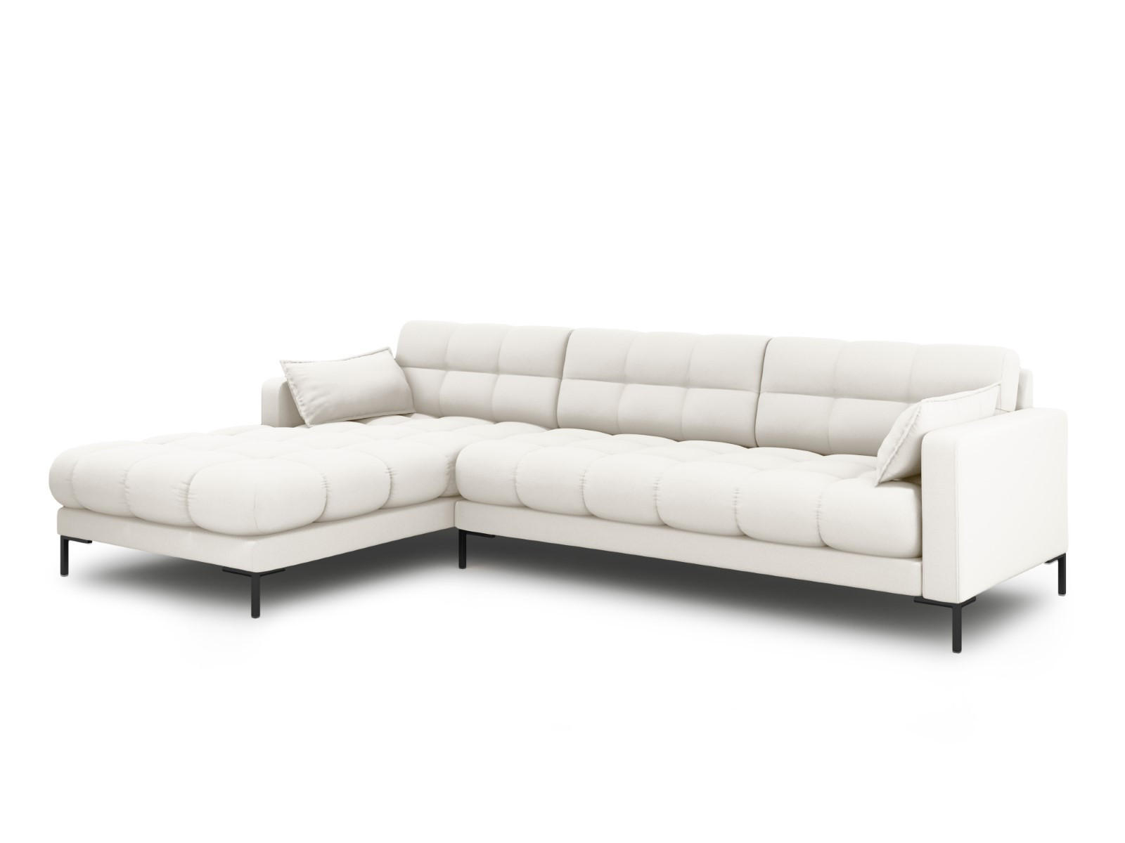 ECKSOFA links Mamaia aus strukturiertem Stoff leichtes beige 5 Sitzplätze - Creme, Textil (185/293cm) - Micadoni