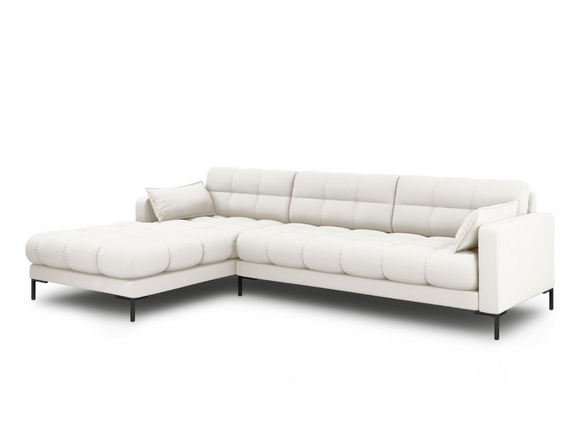 ECKSOFA links Mamaia aus strukturiertem Stoff leichtes beige 5 Sitzplätze - Creme, Textil (185/293cm) - Micadoni