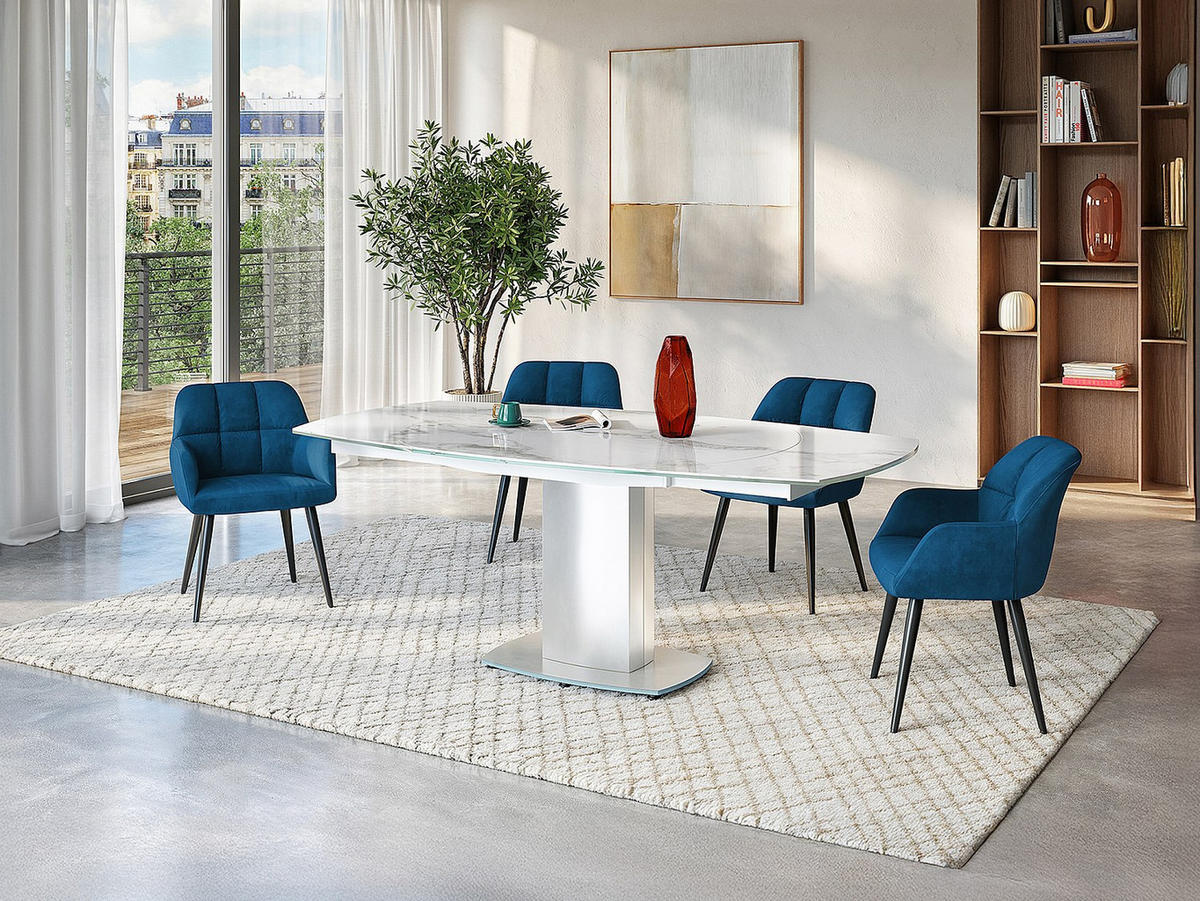 STUHL 2er-Set - Samt & Metall - Blau - PEGA - Blau, Textil (62/78/58.5cm) - Pascal Morabito