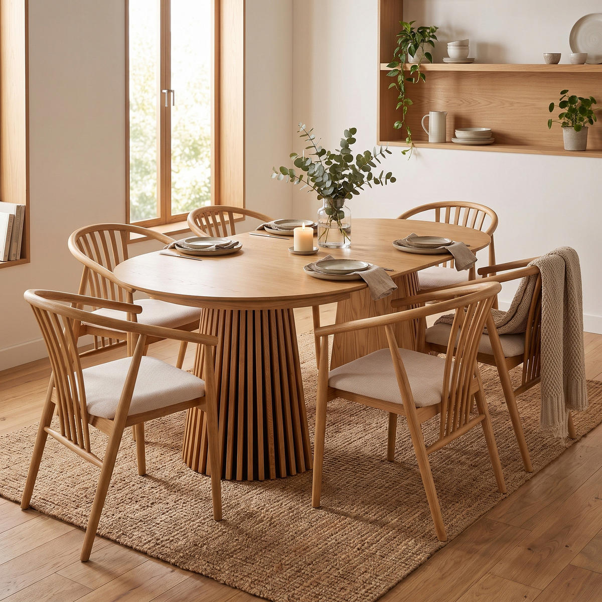 MATSTOL Asti 54 x 57 x 78 cm – ek/sandgrå - Ekfärgad/Grå, Trä/Textil (54/78/57cm) - ebuy24