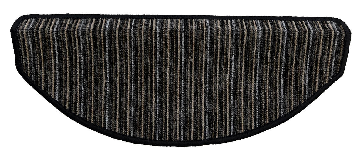 STUFENMATTE Set. 15 Stück "Rimini" Nadelfilz gestreift Anthrazit 24 x 65 cm - Anthrazit/Beige, Textil (24/65/4cm) - oKu-Tex