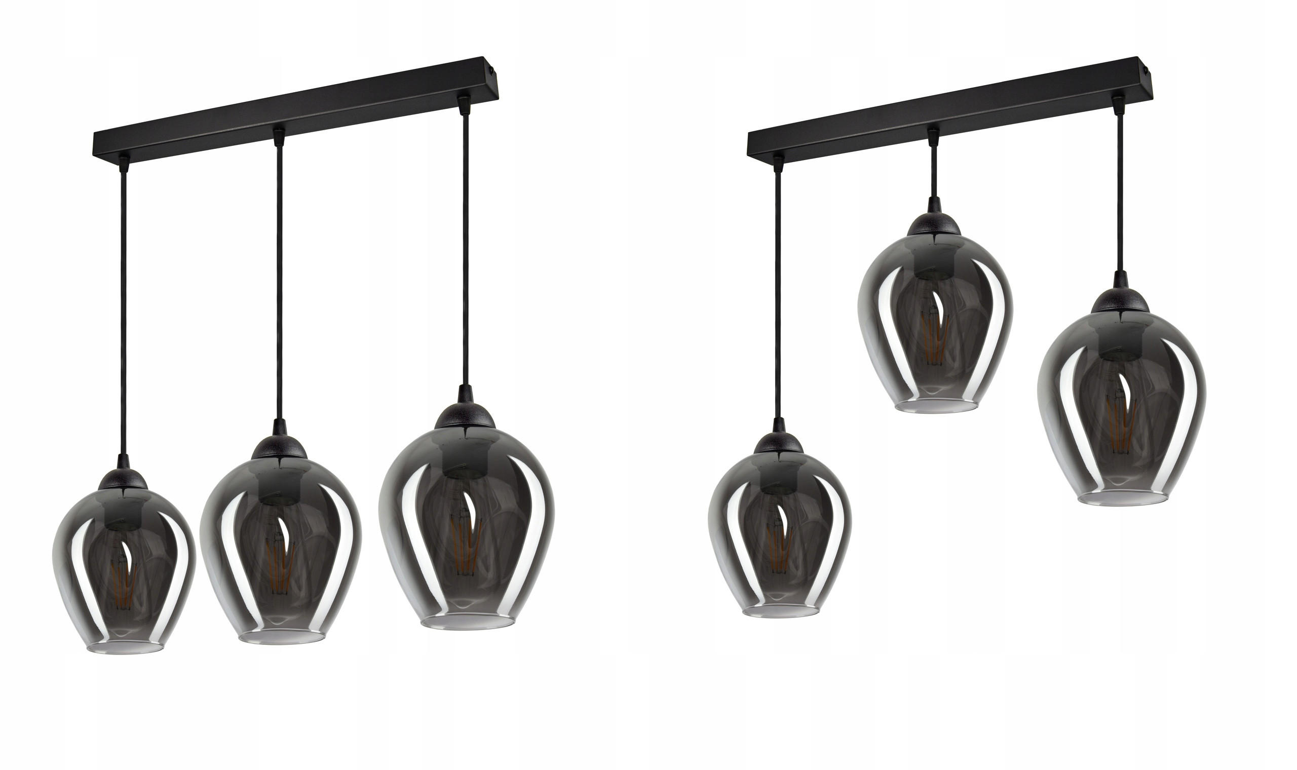 PENDELLEUCHTE Hegel - Transparent/Anthrazit, Glas/Metall (15/55/80cm) - kiki design