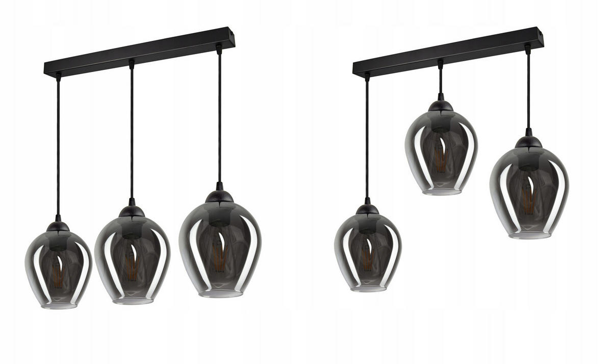 PENDELLEUCHTE Hegel - Transparent/Anthrazit, Glas/Metall (15/55/80cm) - kiki design