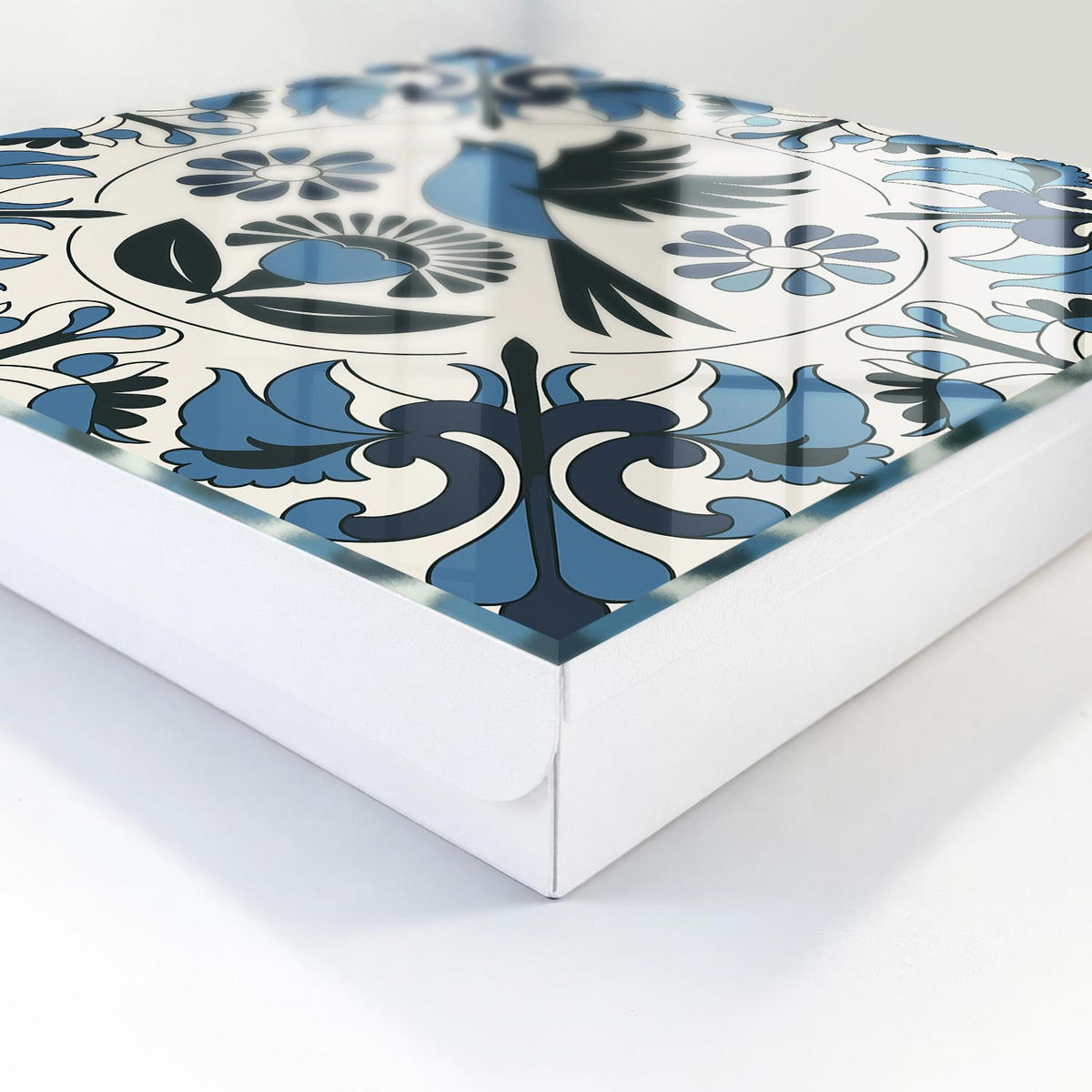 SCHLÜSSELBOX Weiß 30x30 cm – Türöffnung nach rechts - Blauer Vogel - Blau, Metall (30/30/5cm) - TULUP