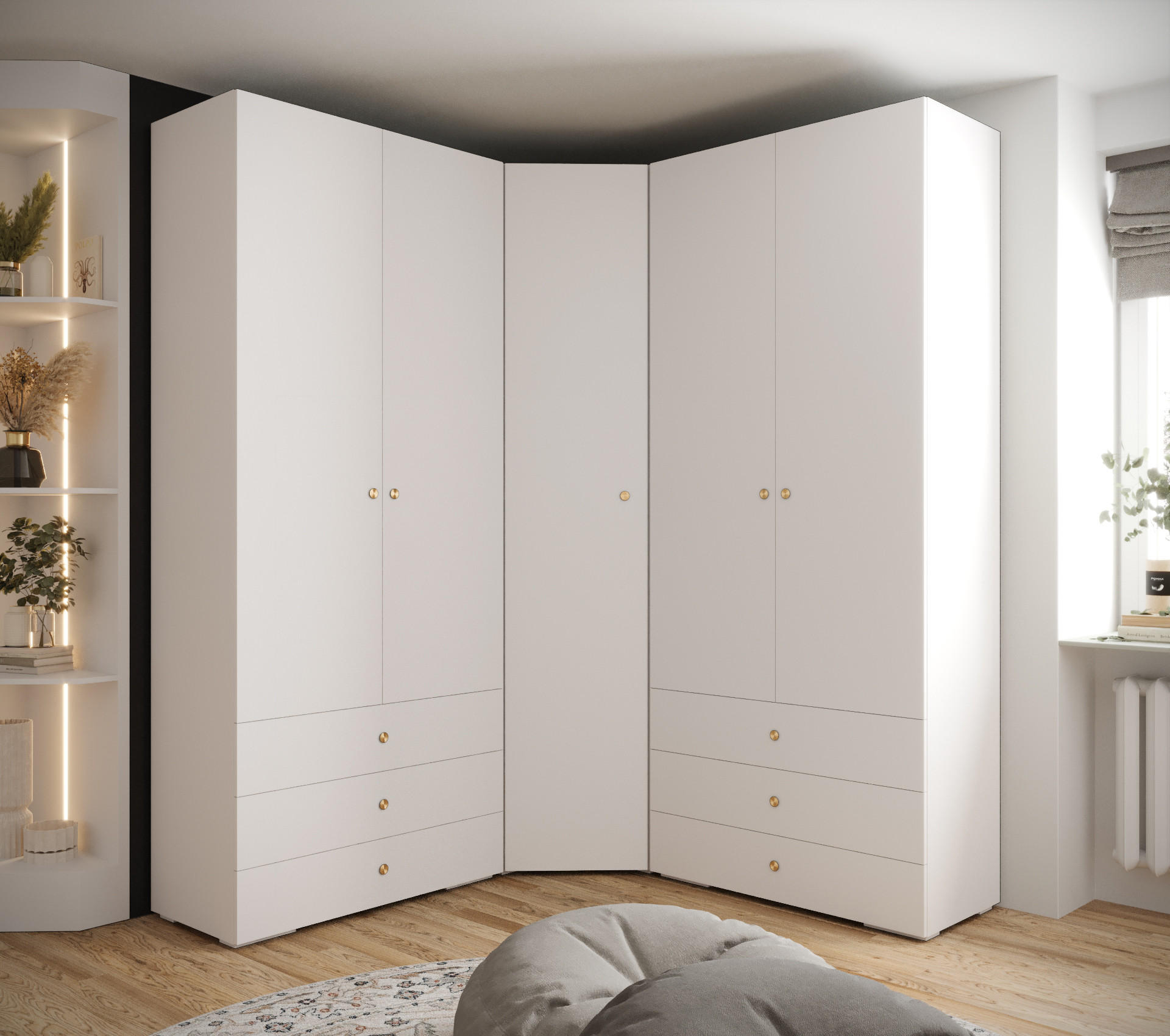 GARDEROBEN-SET 236,7/181,7/47 - Goldfarben/Schwarz, Holz/Kunststoff (181.7/236.7/47cm) - Abiks Möbel