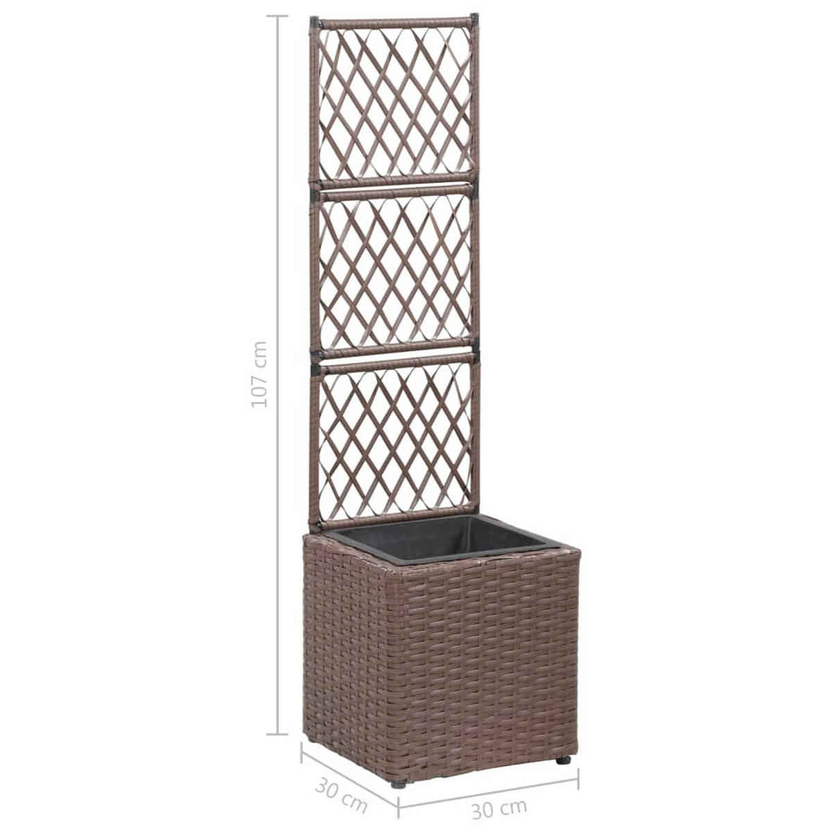 RANKKASTEN Pflanzgefäß ELOT aus Rattan Braun | 1 Topf | 30x30x107cm - Braun, Kunststoff (30/107/30cm) - DELUKE