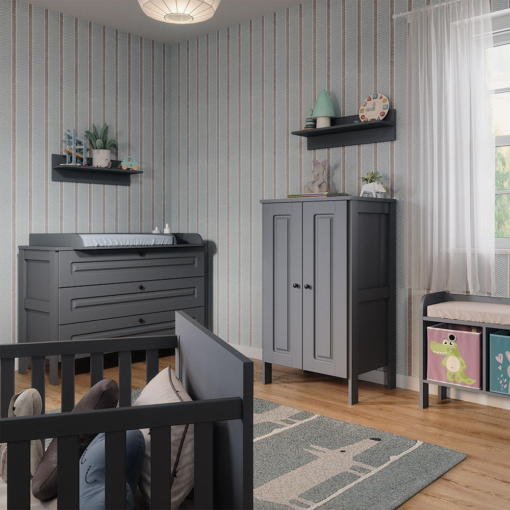 KINDERKLEIDERSCHRANK Ajaton Grau 70 x 120.6 cm - Grau, Holzwerkstoff (70/120.6/53.4cm) - VitaliSpa