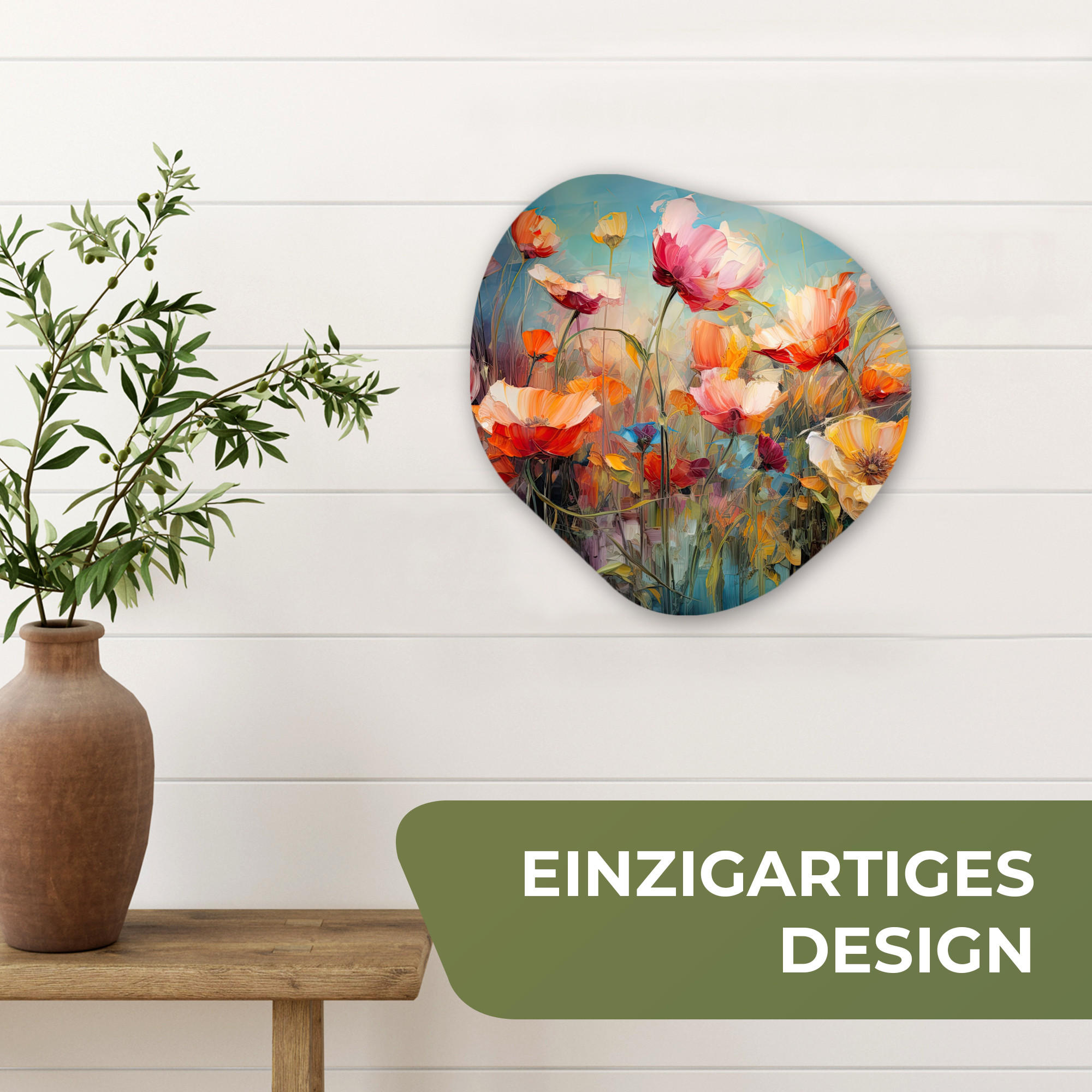 WANDBILD Blumen - Aquarell - Kunst - Botanisch - Natur 40x40 cm - Orange, Kunststoff (40/40cm) - MuchoWow