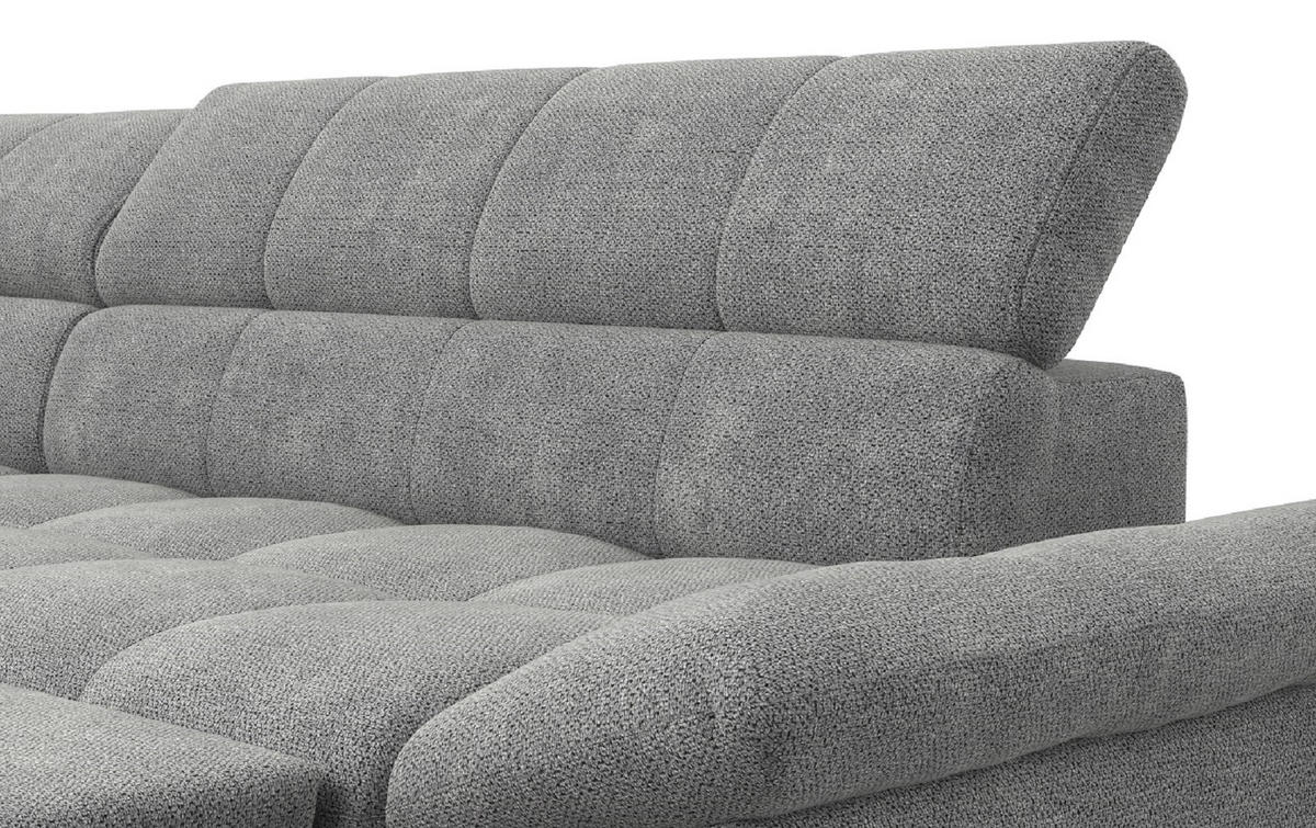 ECKSOFA mit Schlaffunktion und verstellbare Kopflehnen - Silberfarben/Grau, Textil/Metall (312/234cm) - Cotta