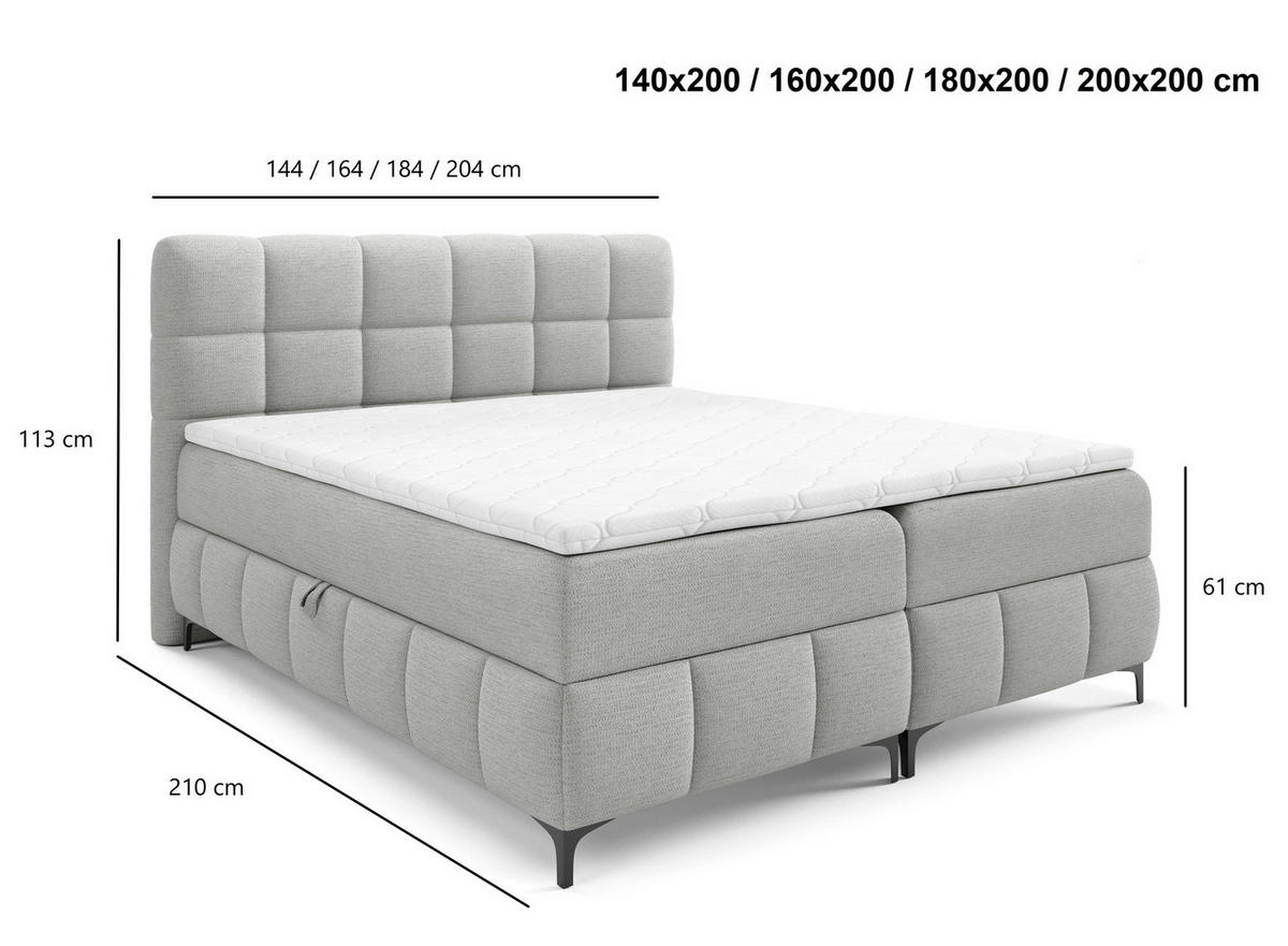 BOXSPRINGBETT 140x200 Altessa mit Bettkasten, Matratze, Topper, Grün - Grün, Holz/Textil (140/200cm) - Emporius