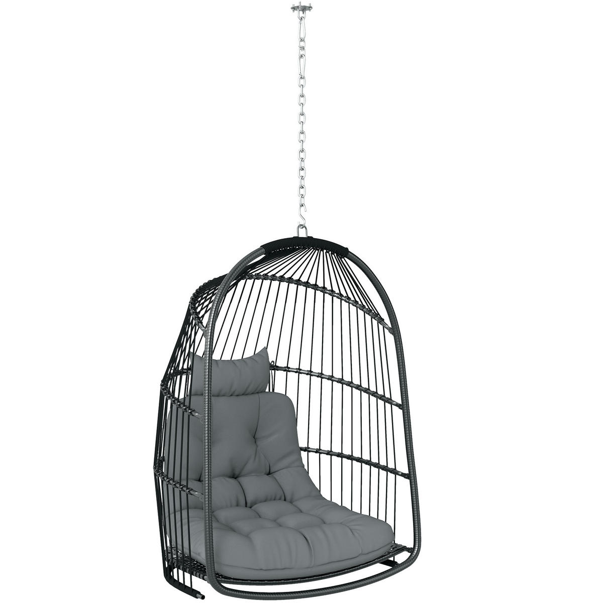 HÄNGESESSEL DE-06642 faltbar & mit Kissen Dunkelgrau - Dunkelgrau, Kunststoff/Metall (68/105/74cm) - ComfortXL