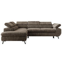 ECKSOFA PABLO L Braun Schenille grob gewebt - Links Seite - Schwarz/Braun, Textil/Metall (208/273cm) - MKS