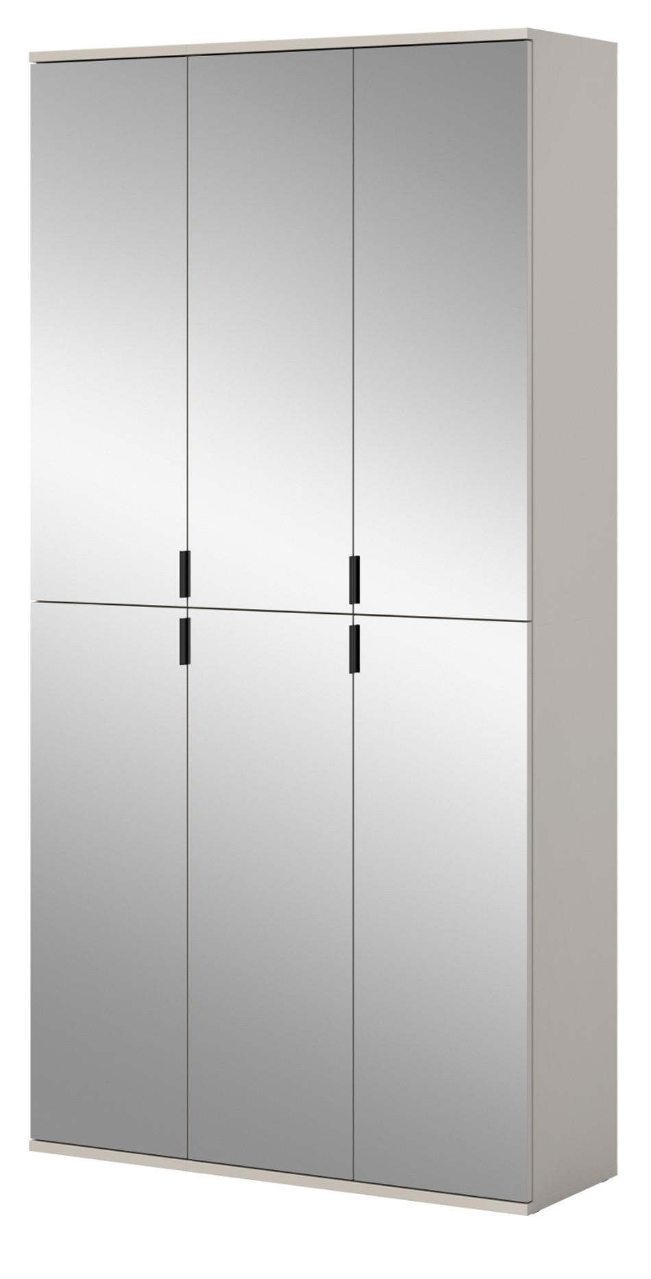 GARDEROBENSCHRANK Kaschmir 91 x 193 cm, Flurschrank mit Spiegel - Kaschmir/Schwarz, Glas/Holzwerkstoff (91/193/34cm) - Inn.Furn