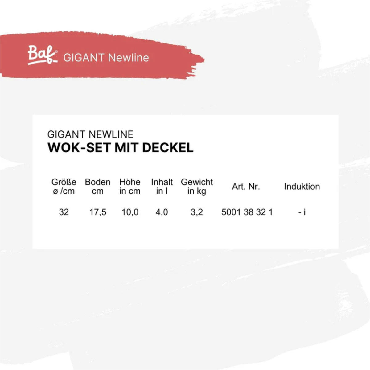 WOKPFANNE mit Deckel 30 cm GIGANT Newline für alle Herdarten - Schwarz, Metall (30cm) - BAF