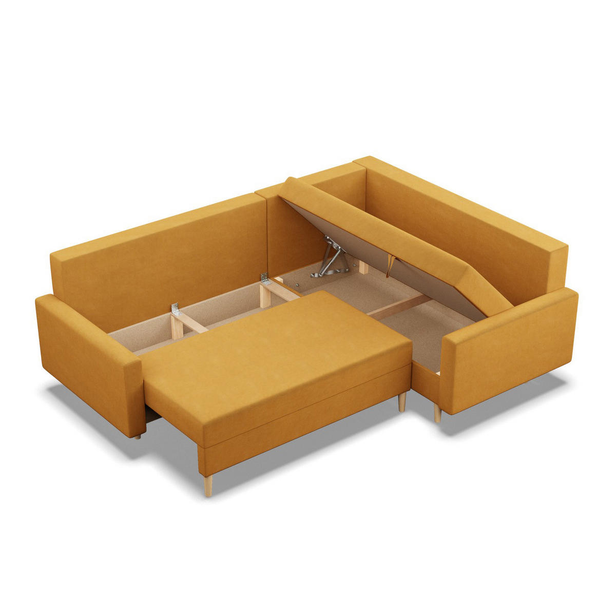 ECKSOFA RECHTS MIT SCHLAFFUNKTION BLANK, Gelb - Gelb, Textil (223/172cm) - Mebligo
