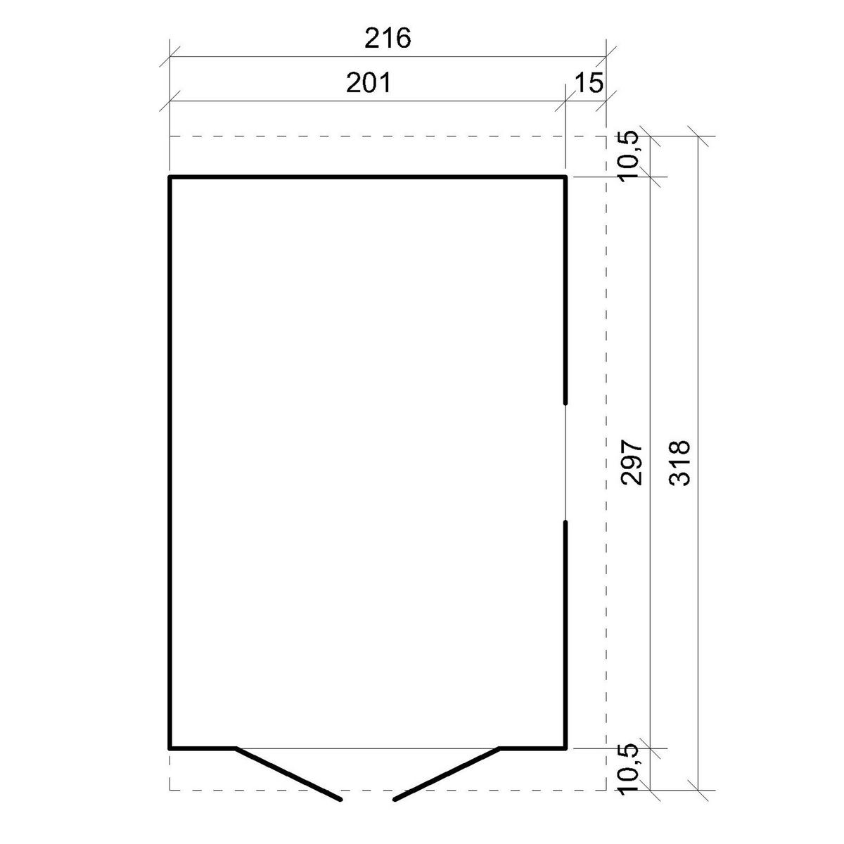 HOLZ-GARTHENHAUS (ohne Seitenwand) MIT IMPRÄGNIERTEM BODEN - H244x211x318 cm/6,02 m2 - M339+M339G - Beige, Holz (216/249/297cm) - Timbela