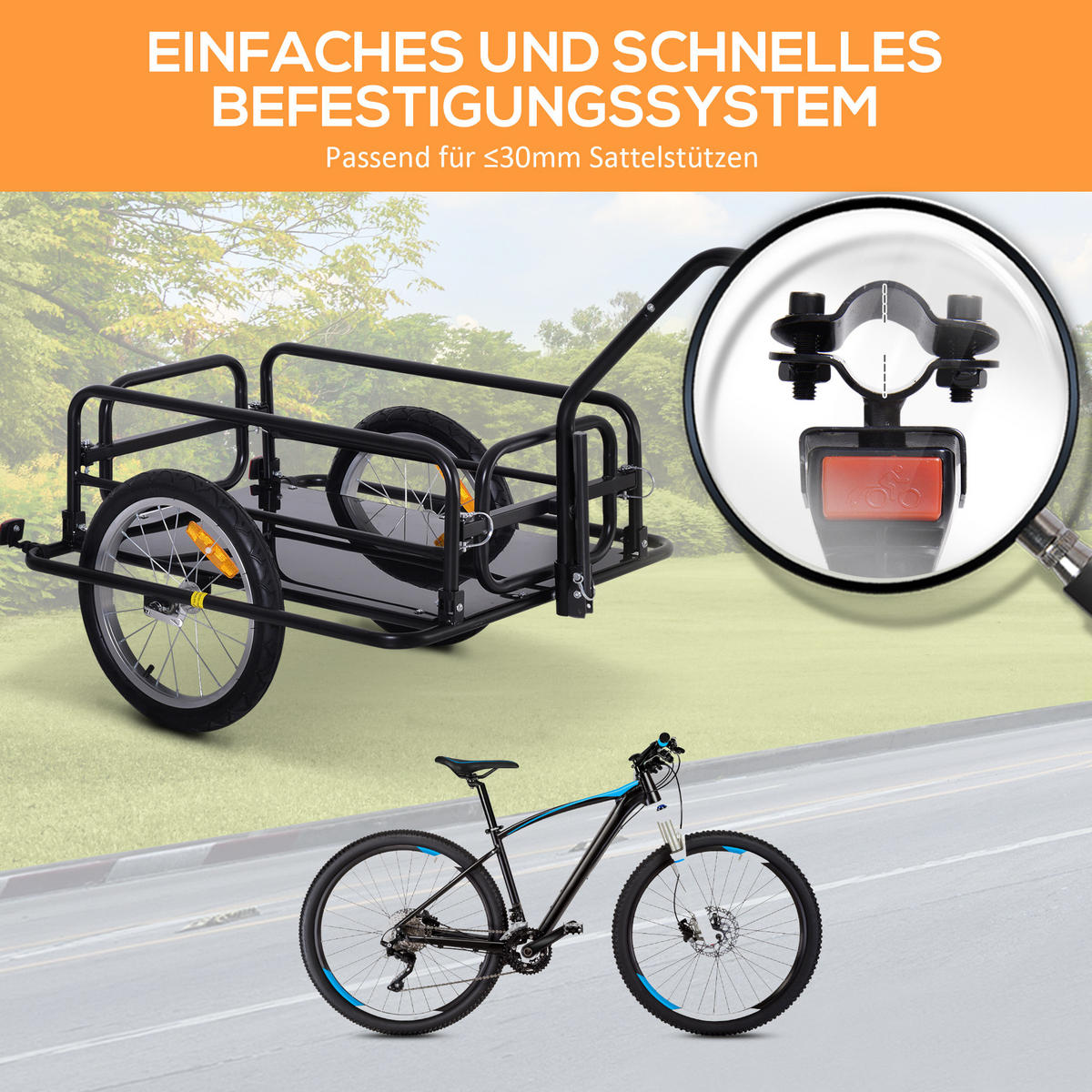 FAHRRADANHÄNGER, Stahl, Schwarz, 155 x 71,5 x 77 cm - Schwarz, Metall (71.5/77/155cm) - HOMCOM