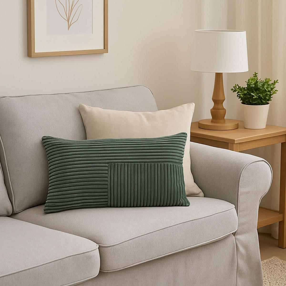KISSEN mit Patchwork aus Kordsamt 50/30/4 cm - Blau, Textil (30/50cm) - Home Styling Collection