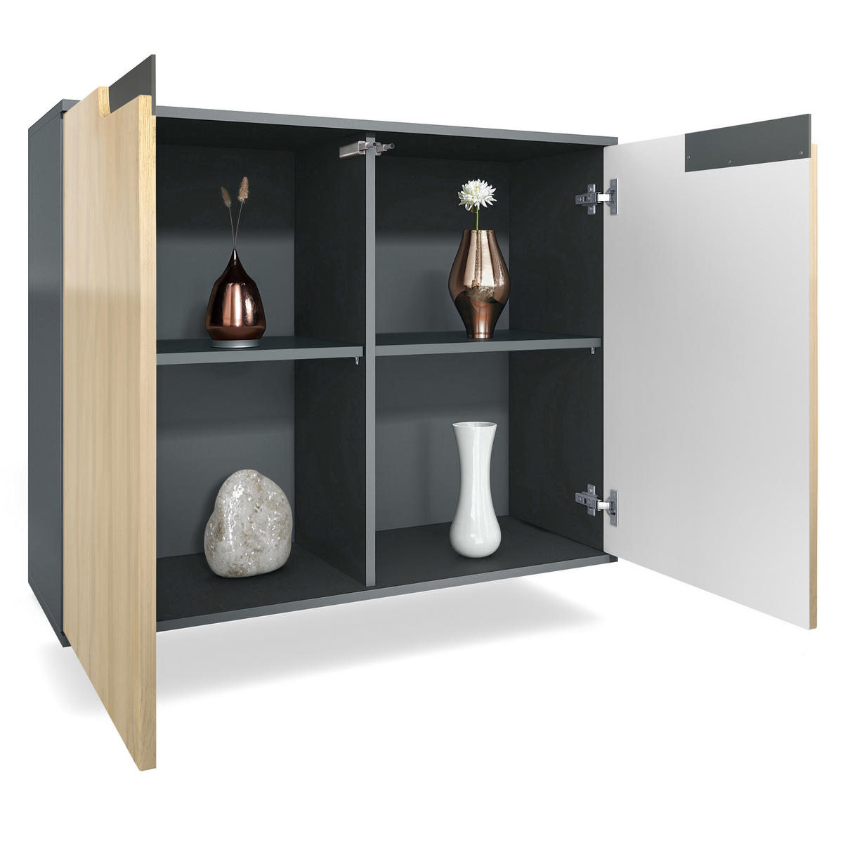 KOMMODE Sylt Hellgrau Seidenmatt - Greige, Holzwerkstoff (92.5/73.5/35cm) - Vladon