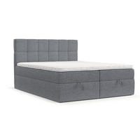 BOXBETT Savio 180/200 cm Grau im Neve Stoff - Schwarz/Grau, Holz/Holzwerkstoff (180/200cm) - AltaBeds