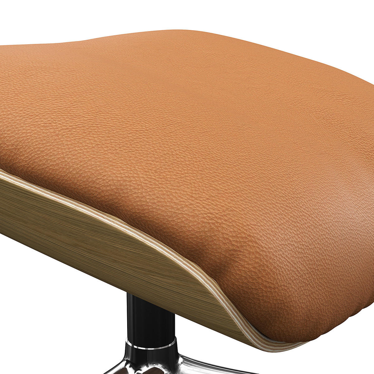 POLSTERHOCKER - Echtleder - Chromfarben/Cognac, Leder/Metall (49/39/44cm) - home24