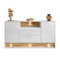 KOMMODE VILLA mit Wotan Eicheneinsatz - Eiche Wotan/Weiß, Holzwerkstoff (160/85/40cm) - Lookway