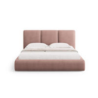 BETT mit Bettkasten und Kopfteil Nicolas aus Chenille-Stoff rosa 180x200cm - Pink, Textil (180/200cm) - Cosmopolitan Design