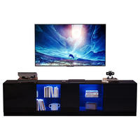TV-SCHRANK Schwarz mit gehärtetem Glasfach und dreistufigem Stauraum 160 × 40 × 52 cm - Schwarz, Holzwerkstoff (160/52/40cm) - Luhomfu