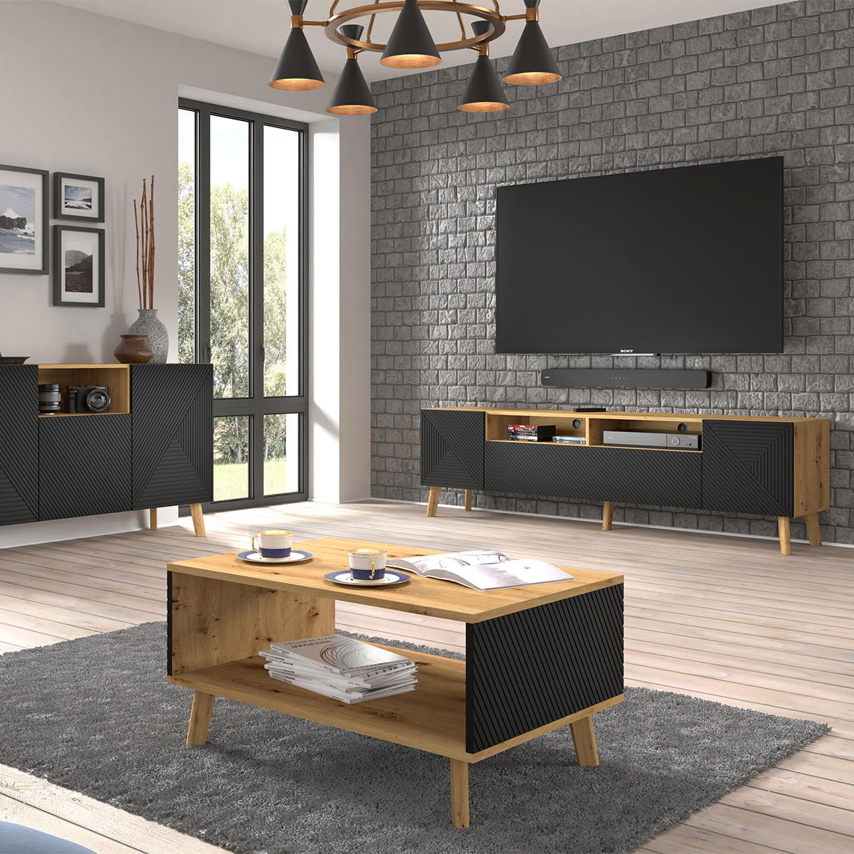 COUCHTISCH Nexa Holz und Schwarz - Schwarz, Holzwerkstoff (60/90/45cm) - Petits-meubles