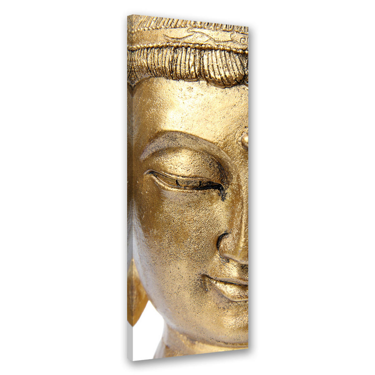 WANDBILD goldenes gesicht des buddha - Goldfarben, Textil (30/90cm) - Feeby
