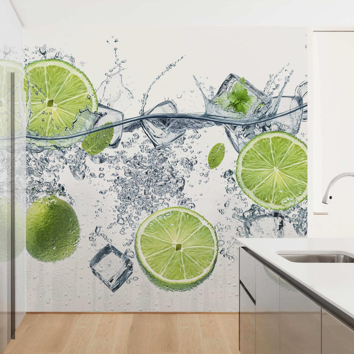 FOTOTAPETE Erfrischende Limette 288/288 cm - Weiß, Papier (288/288cm) - Bilderwelten
