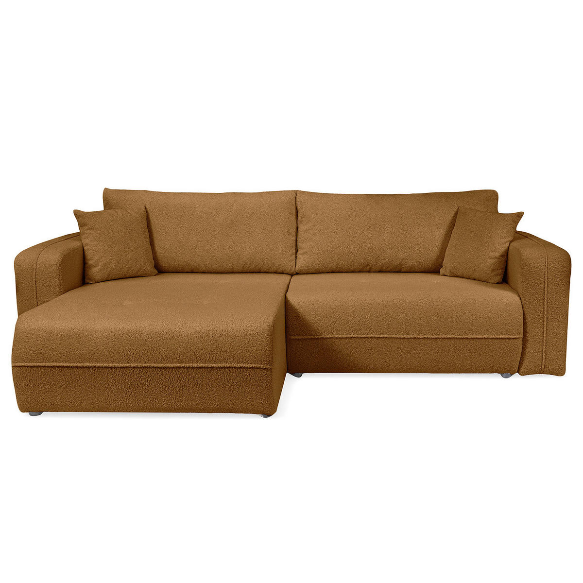 ECKSOFA mit Schlaffunktion - 244 cm - Beige/Schwarz, Kunststoff/Textil (244/145cm) - home24