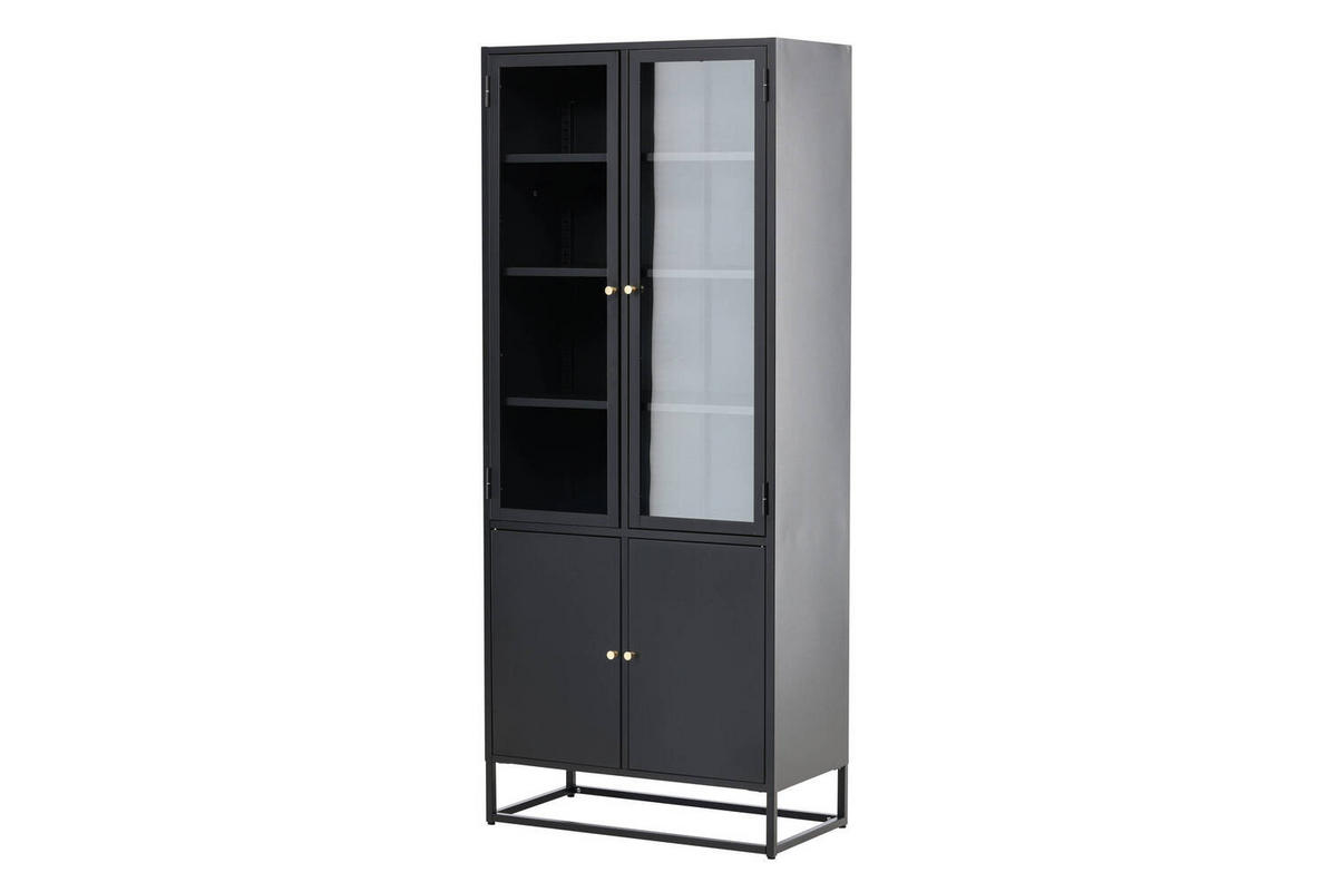 VITRINENSCHRANK Baku L - Schwarz, Metall (80/190/40.5cm) - kommodly