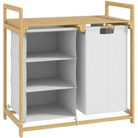 WÄSCHESAMMLER mit 2 ausziehbaren Behältern 70 x 36 x 70 cm Bambus Weiß - Weiß, Holzwerkstoff (36/70/70cm) - Beauniv
