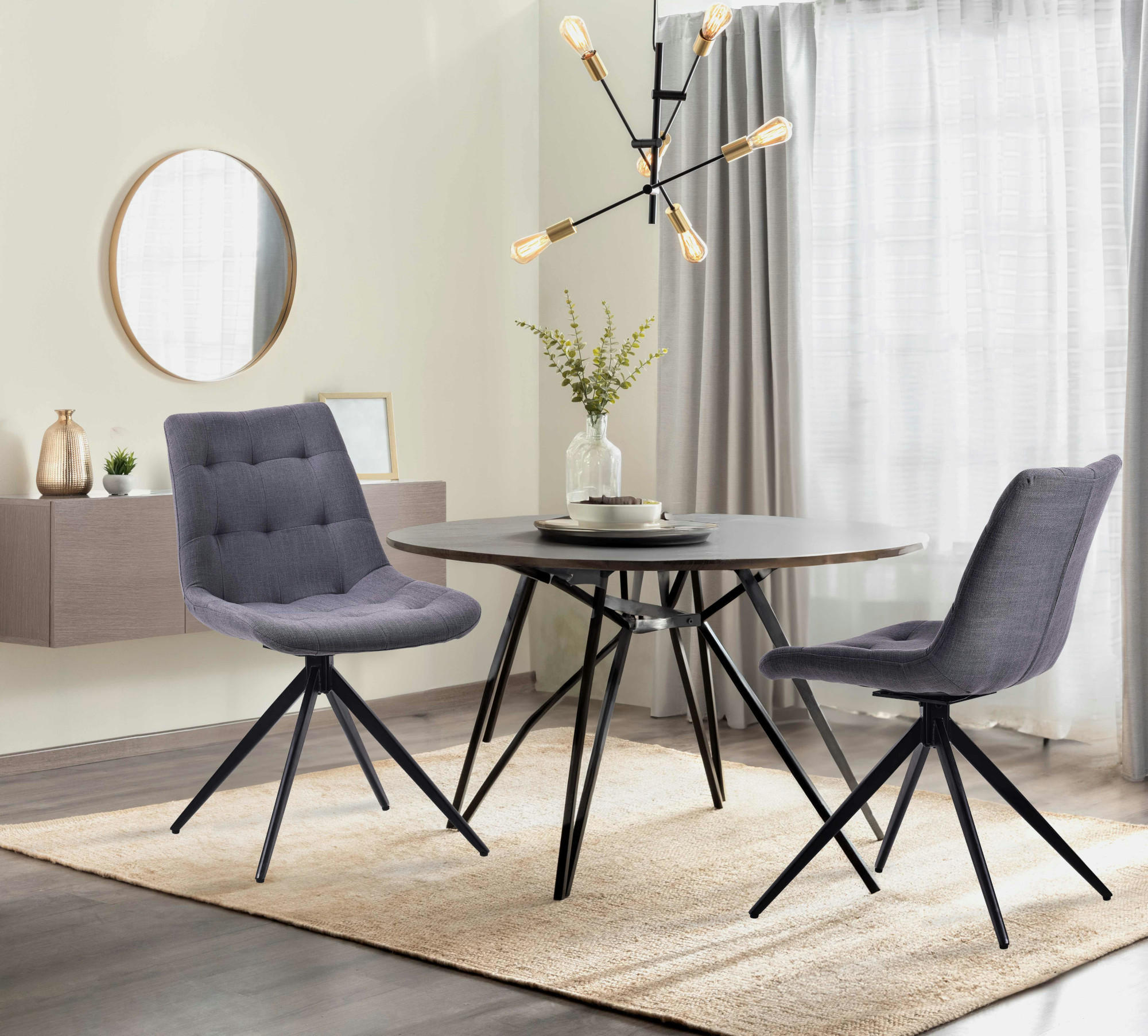 DREHSTUHL Stoff dunkelgrau - Dunkelgrau/Schwarz, Textil/Metall (48/82/56cm) - CLP