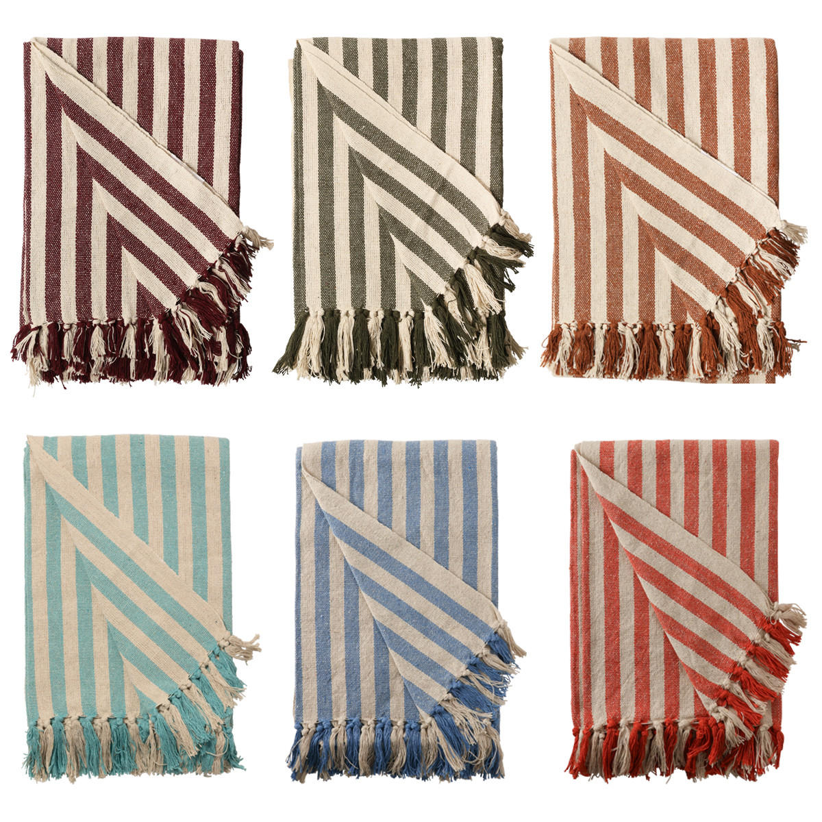 DECKE Gestreift 130x180 cm, 100% Baumwolle, Türkis/Natur - Türkis, Textil (130/180cm) - Au Maison