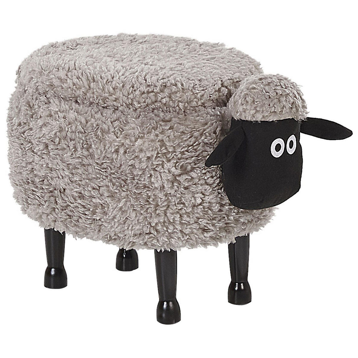 TIERHOCKER Sheep 35/55/40 cm - Grau, Kunststoff/Textil (55/40/35cm) - Beliani