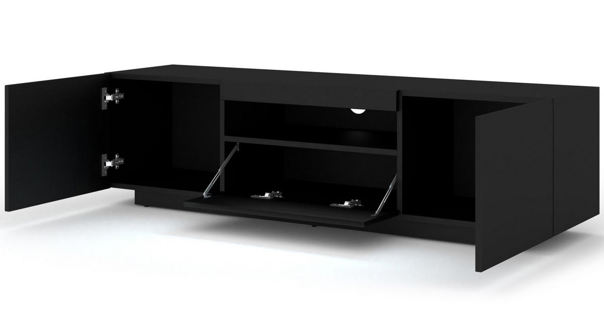 TV LOWBOARD Schwarz 150/42/37 - Schwarz, Holzwerkstoff (150/42/37cm) - RAUMHIRSCH FURNITURE