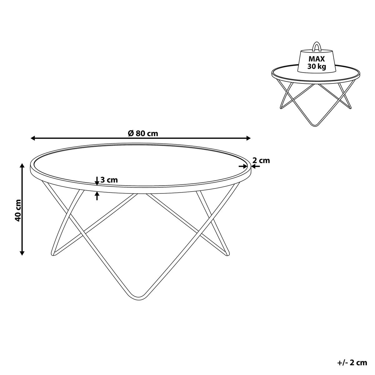 COUCHTISCH Marmor Optik weiß/silber 80 cm Meridian - Silberfarben/Weiß, Glas (80/80/40cm) - Beliani