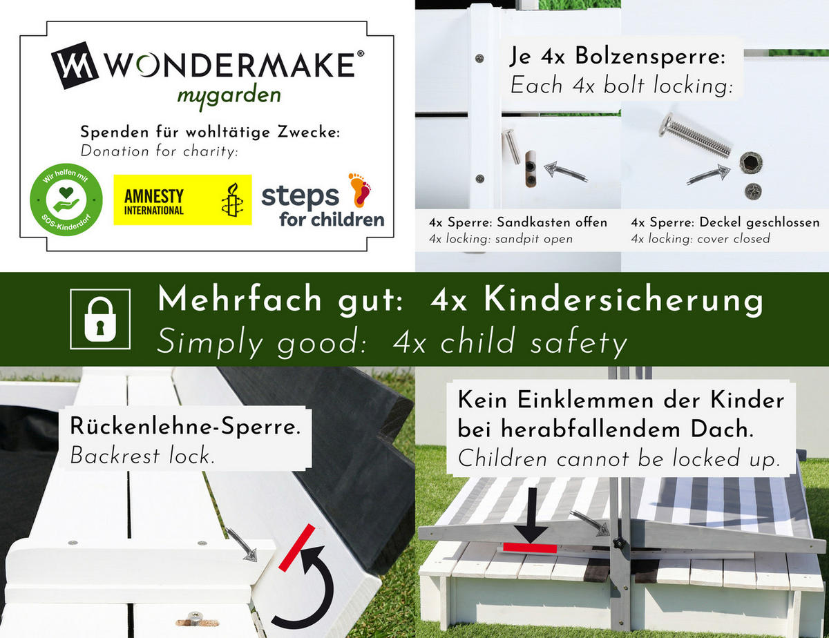 SANDKASTEN soldere1 - Weiß, Holz (120/120/29cm) - WONDERMAKE