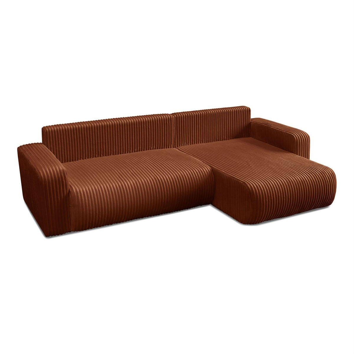 Ecksofa PRESTIGE SOFT mit Schlaffunktion und Bettkasten, Tilia 52 - Cognac, Textil (277/143cm) - Lookway