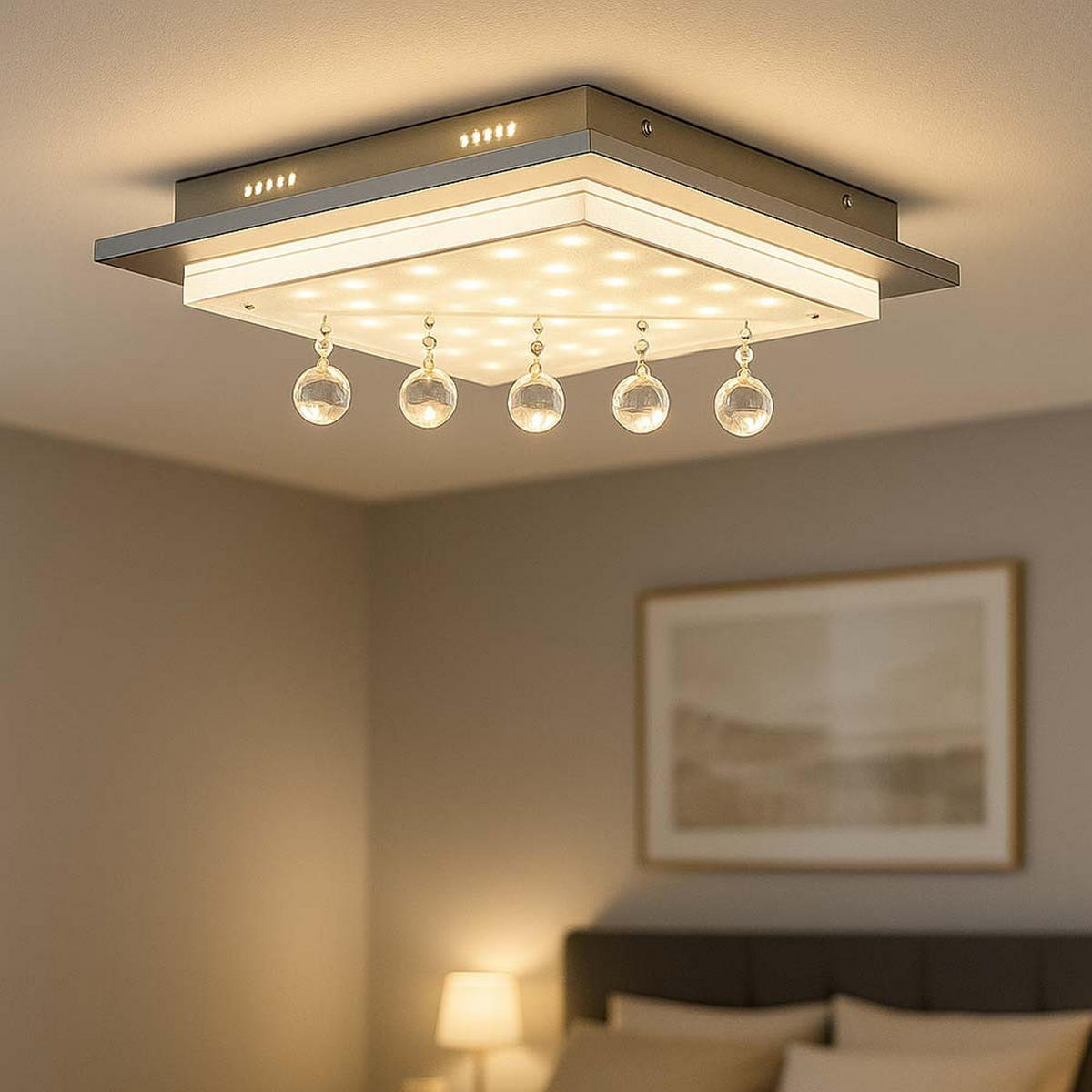 LED DECKENLEUCHTE SCALA Silber Metall - Silberfarben, Glas (40/40/14.5cm) - Esto