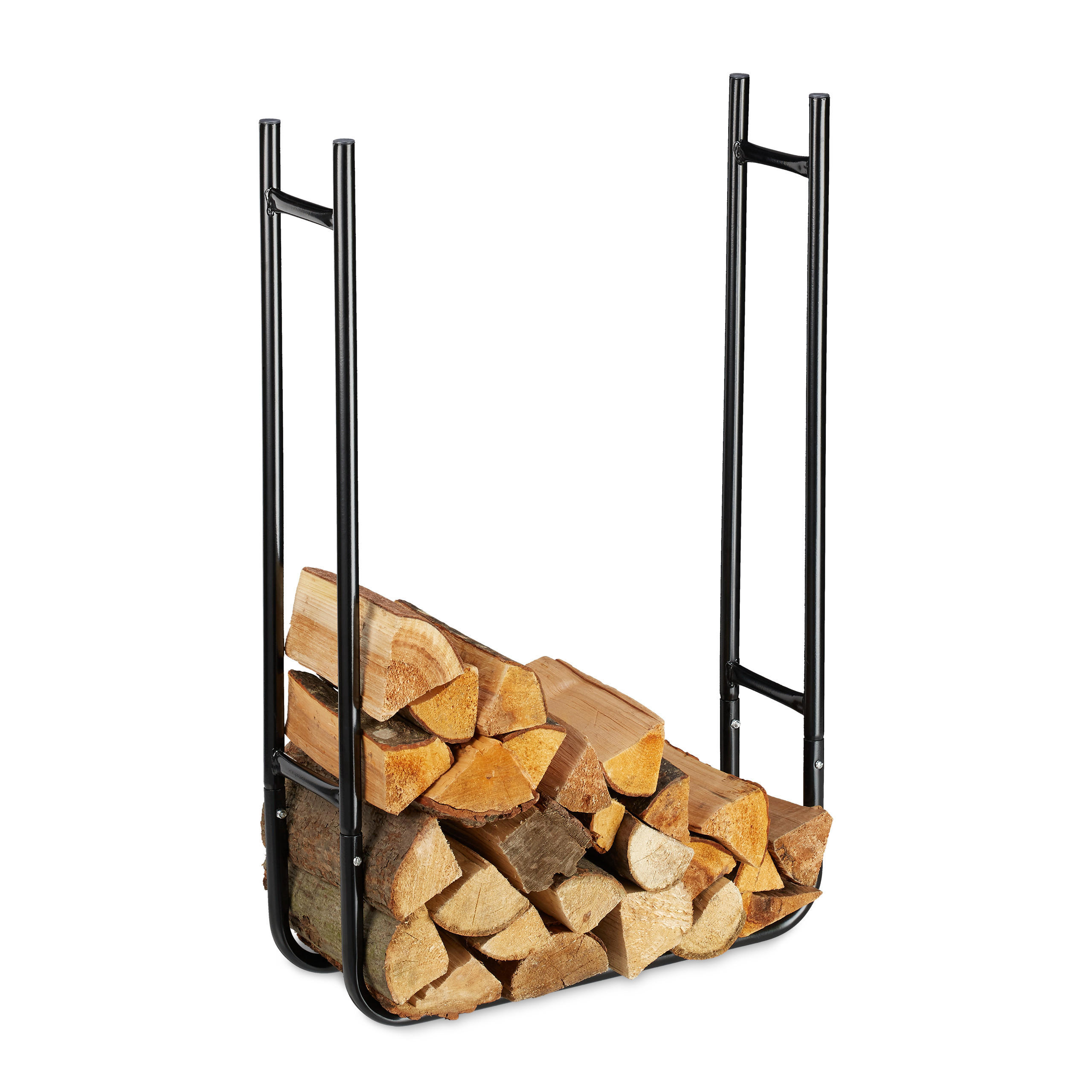 SUPORT Negru oțel îngust 90x60x20 cm pentru lemne