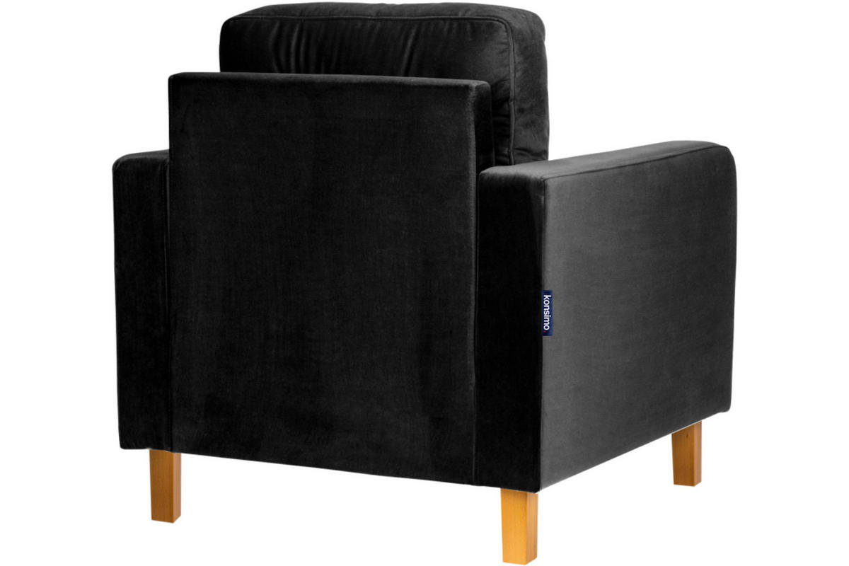 SESSEL ERISO mit Armlehnen und angenehmer Stoff zum Anfassen, Velour-Stoff, graphit - Graphitfarben/Braun, Textil (80/75/75cm) - KONSIMO®