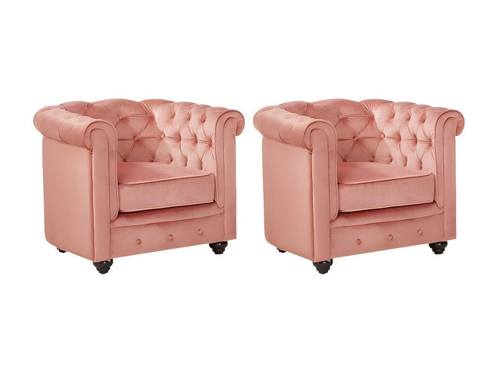 Thumbnail - Vente-Unique Sessel, Pink, Textil, Uni, 82x72x78 cm, Wohnzimmer, Sessel, Chesterfield-Sessel