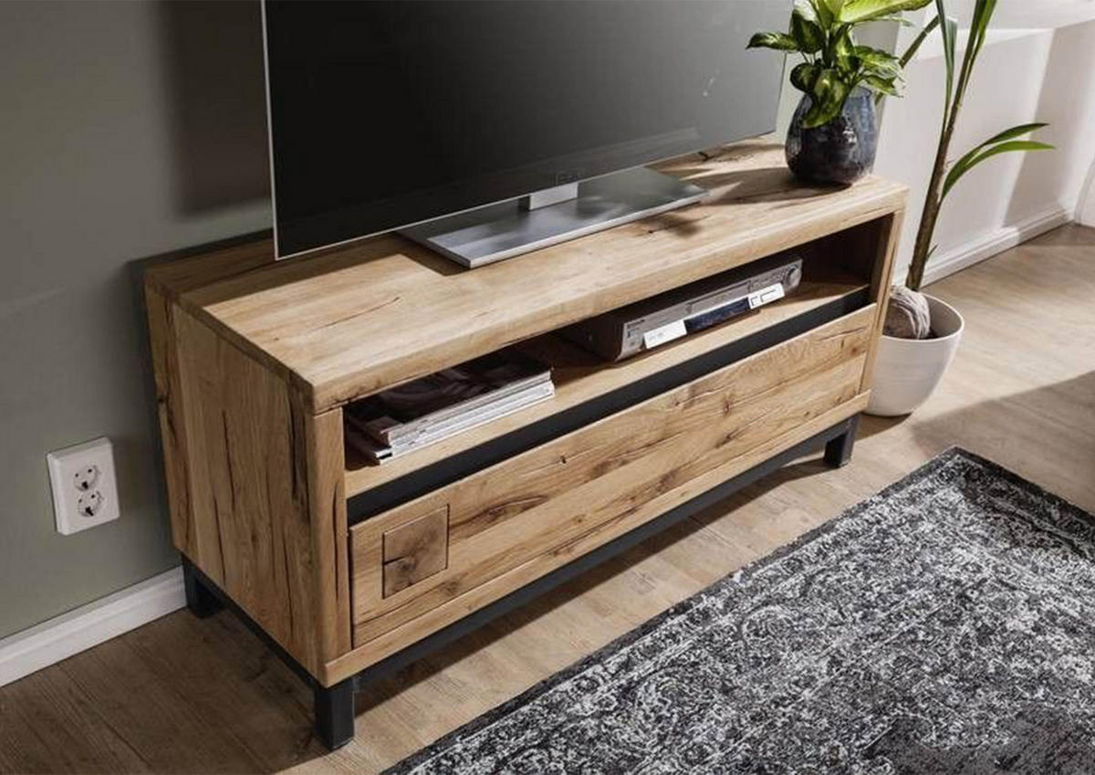 TV-BOARD Wildeiche 120x40x56 natur geölt VILLANDERS #112 - Naturfarben, Holz (120/56/40cm) - Massivmoebel24